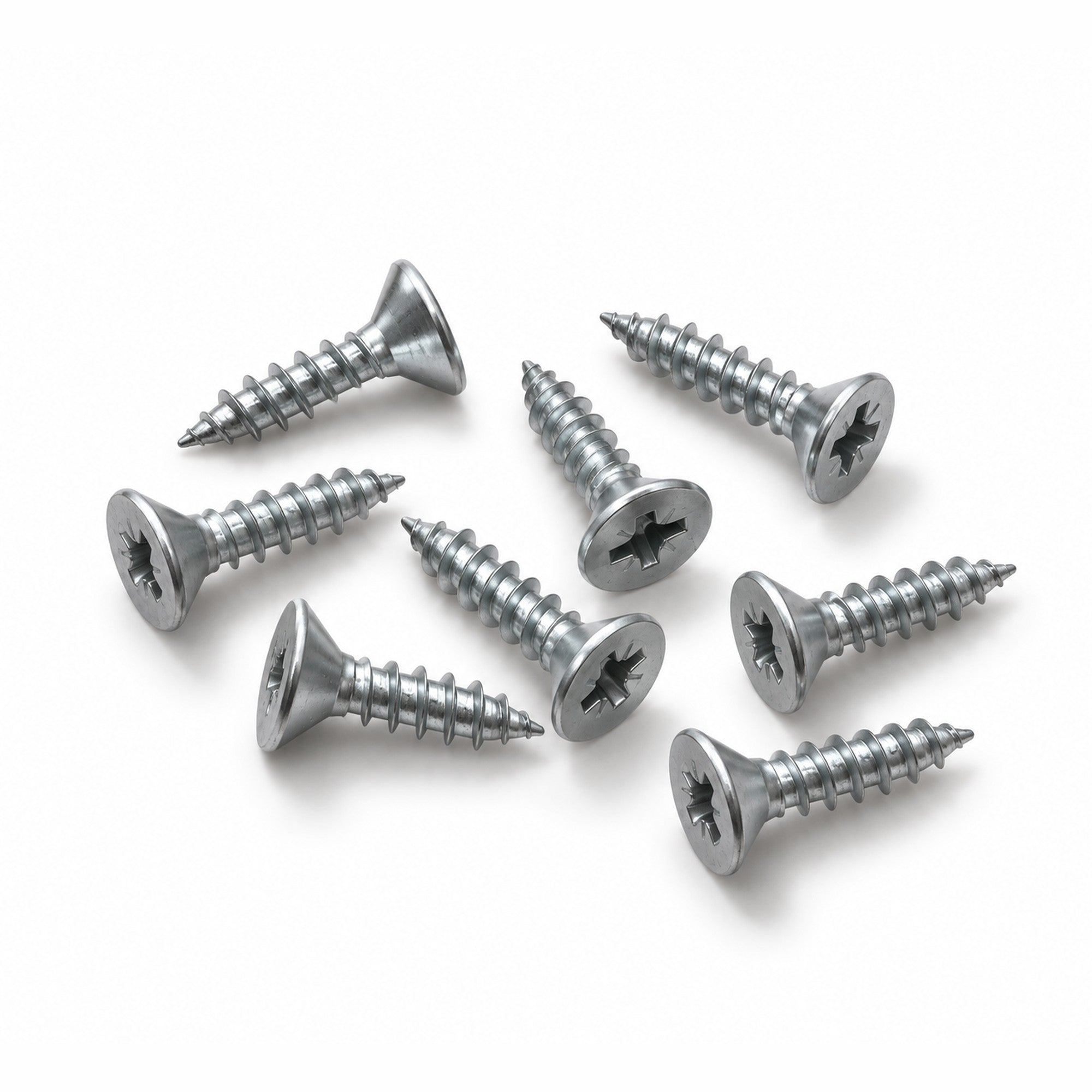 Acht Senkkopfschrauben 3 × 12 mm mit PZ1-Antrieb, verzinkt — Montageset für die cabset Revisionsabdeckung RP01125