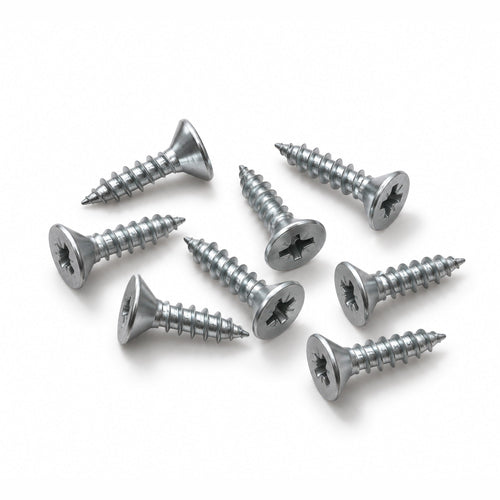 Acht Senkkopfschrauben 3 × 12 mm mit PZ1-Antrieb, verzinkt — Montageset für die cabset Revisionsabdeckung RP01125